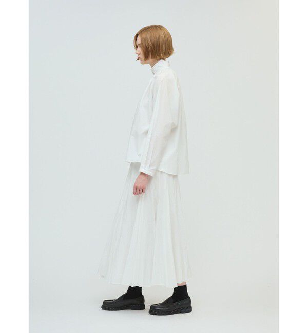 mizuiro ind「mizuiro ind スタンドシャツカラーギャザーシャツ」|シャツ・ブラウス|