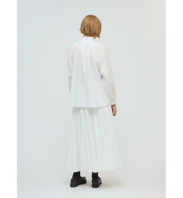 mizuiro ind「mizuiro ind スタンドシャツカラーギャザーシャツ」|シャツ・ブラウス|