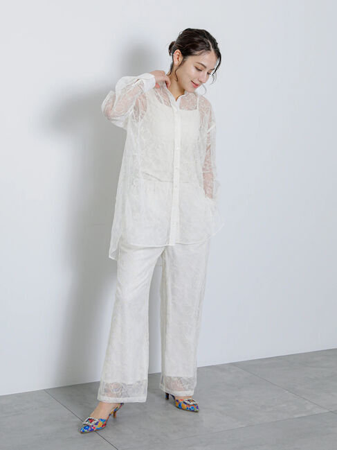 Te chichi「【Atelier Bloom】チュールフラワー刺繍パンツ（セットアップ可)」|その他|