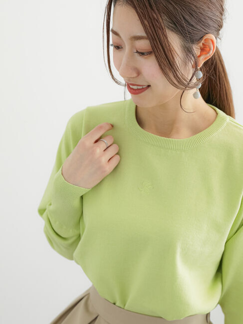 Te chichi「ハイゲージベーシックロゴプルオーバー」|ニット・セーター|グリーン