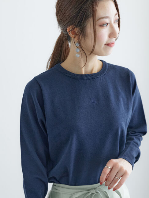 Te chichi「ハイゲージベーシックロゴプルオーバー」|ニット・セーター|ネイビー