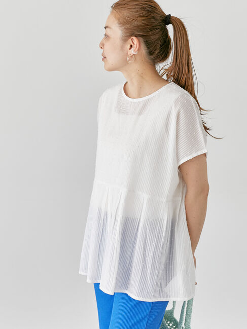 Lugnoncure「【INDIA made】ドットストライプブラウス」|シャツ・ブラウス|オフホワイト