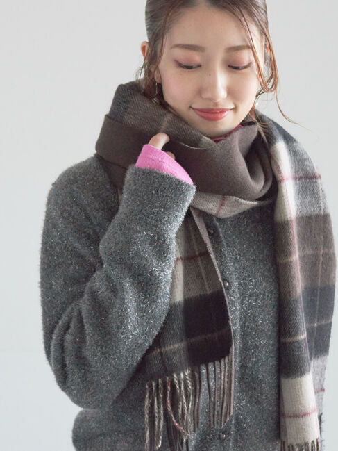 Te chichi「カシミア混リバーシブルチェックマフラー」|その他|ブラウン