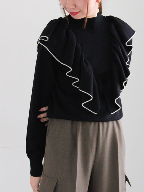 Te chichi「ラッフルフリルニット」|ニット・セーター|ブラック