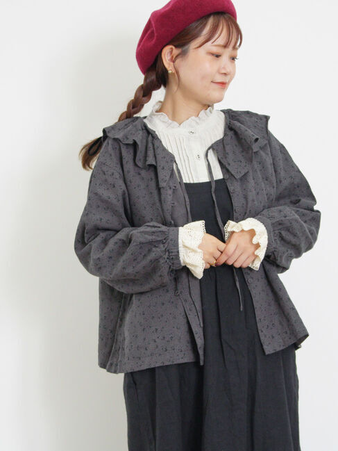 Samansa Mos2「【Slow linen】柄アソートフリルブラウス」|シャツ・ブラウス|