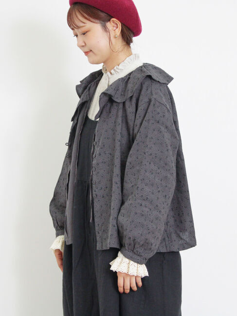 Samansa Mos2「【Slow linen】柄アソートフリルブラウス」|シャツ・ブラウス|