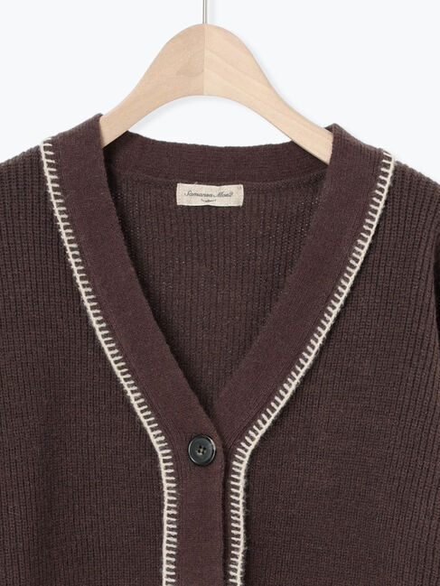 Samansa Mos2「配色ステッチVネックニットカーディガン」|カーディガン|