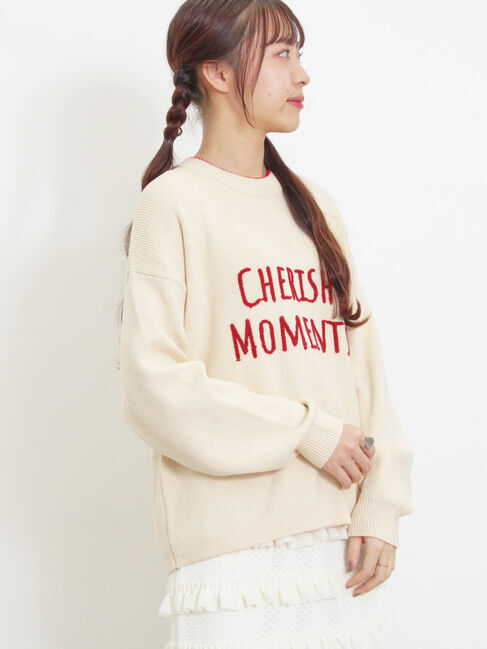Samansa Mos2「◎レタリング配色ニット」|ニット・セーター|
