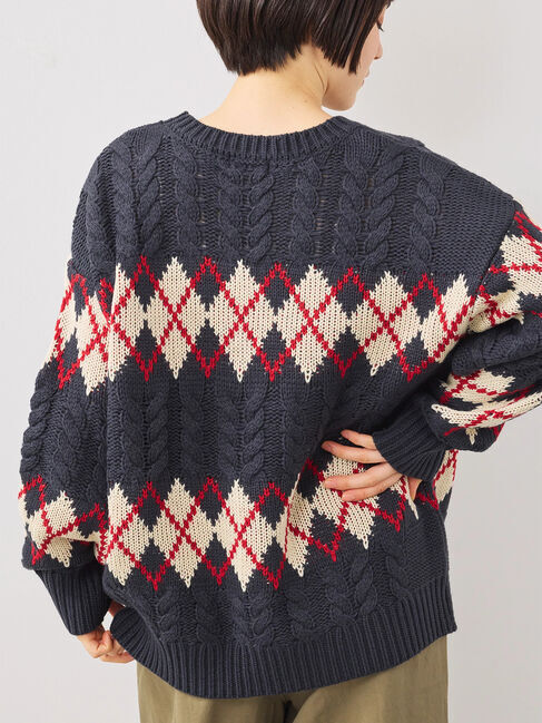 SM2「ケーブルアーガイル柄ニット」|ニット・セーター|