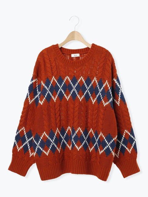 SM2「ケーブルアーガイル柄ニット」|ニット・セーター|