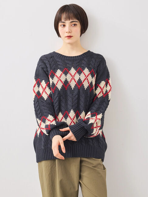 SM2「ケーブルアーガイル柄ニット」|ニット・セーター|