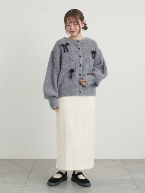 Samansa Mos2「リボン付きニットカーディガン」|カーディガン|