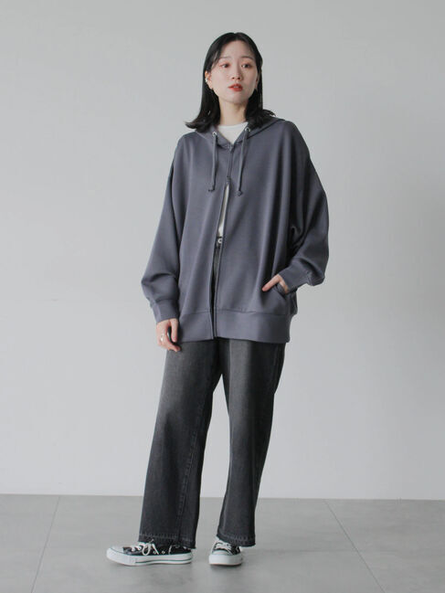 Samansa Mos2 blue「ダンボールジップパーカー」|Tシャツ・カットソー|