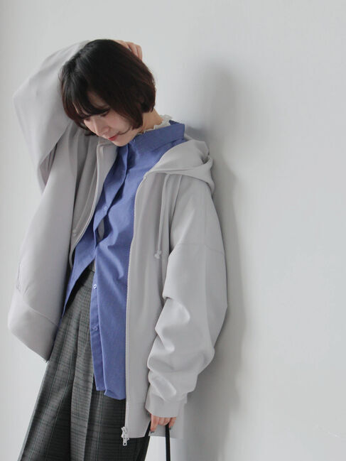 Samansa Mos2 blue「ダンボールジップパーカー」|Tシャツ・カットソー|