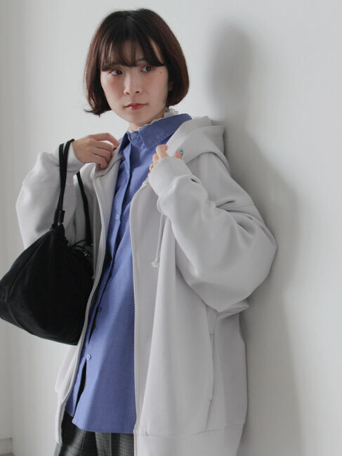 Samansa Mos2 blue「ダンボールジップパーカー」|Tシャツ・カットソー|