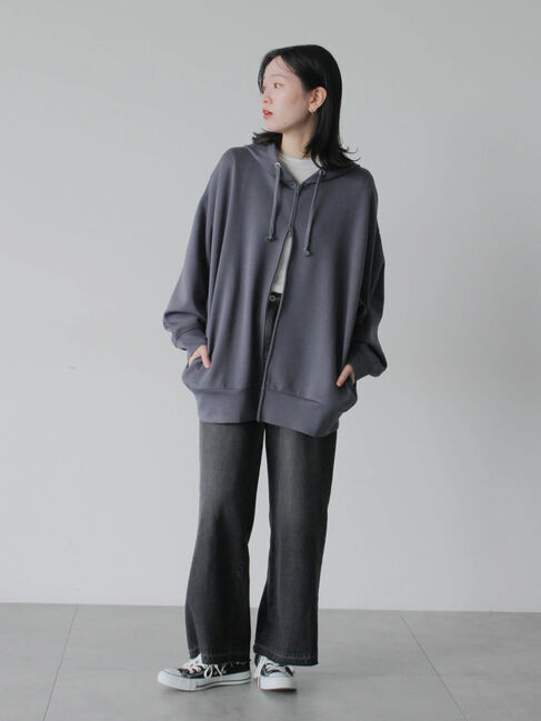 Samansa Mos2 blue「ダンボールジップパーカー」|Tシャツ・カットソー|