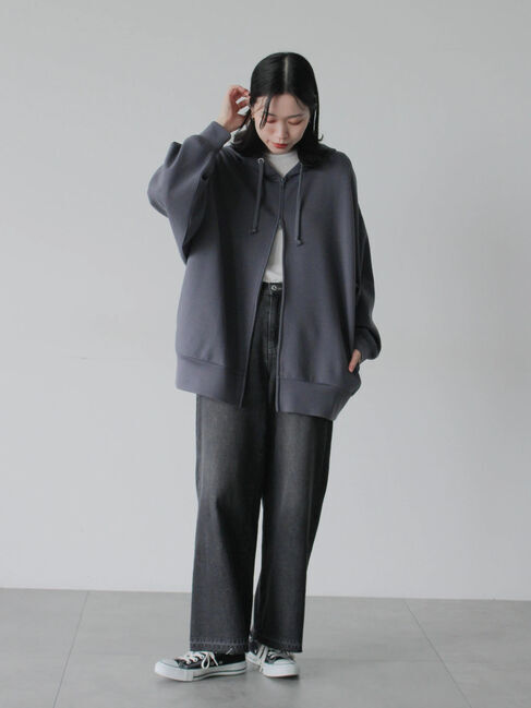 Samansa Mos2 blue「ダンボールジップパーカー」|Tシャツ・カットソー|