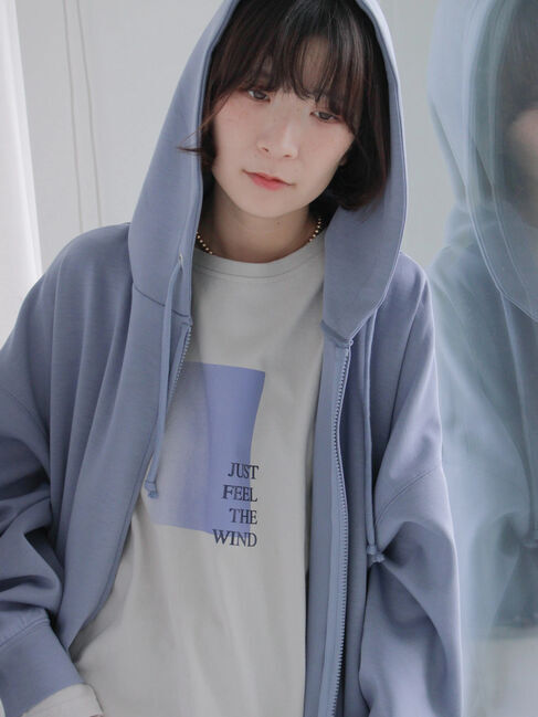 Samansa Mos2 blue「ダンボールジップパーカー」|Tシャツ・カットソー|