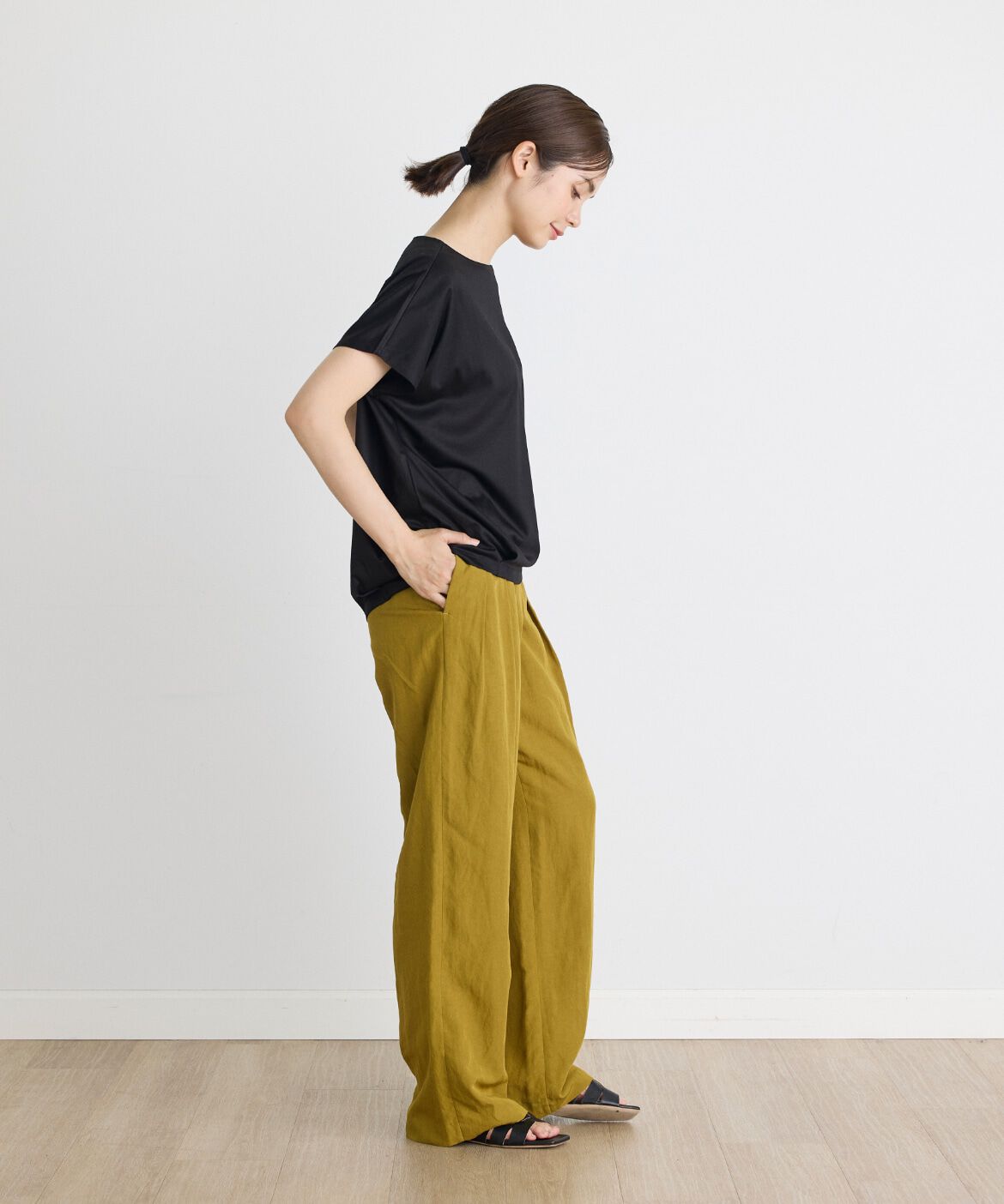 INED「コットンリヨセルタックTシャツ」|Tシャツ・カットソー|