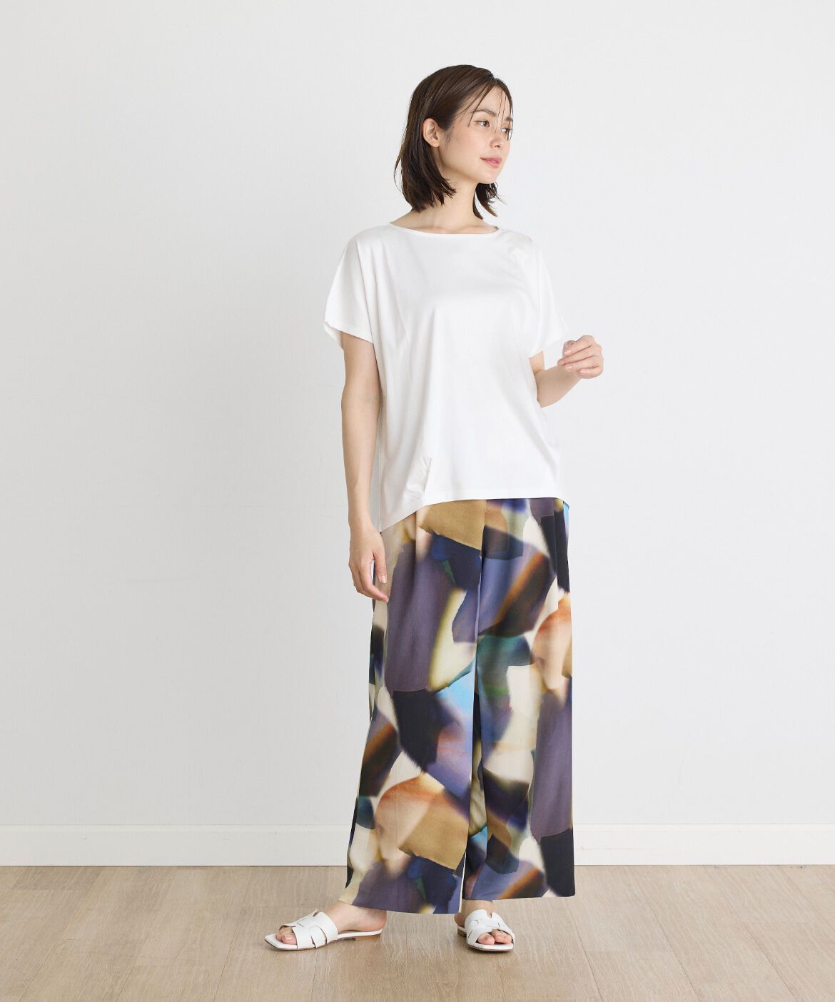 INED「コットンリヨセルタックTシャツ」|Tシャツ・カットソー|