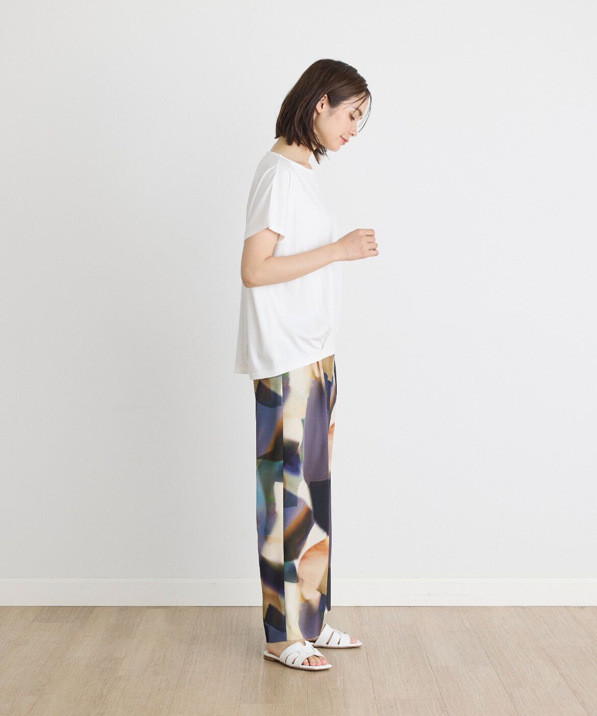 INED「コットンリヨセルタックTシャツ」|Tシャツ・カットソー|