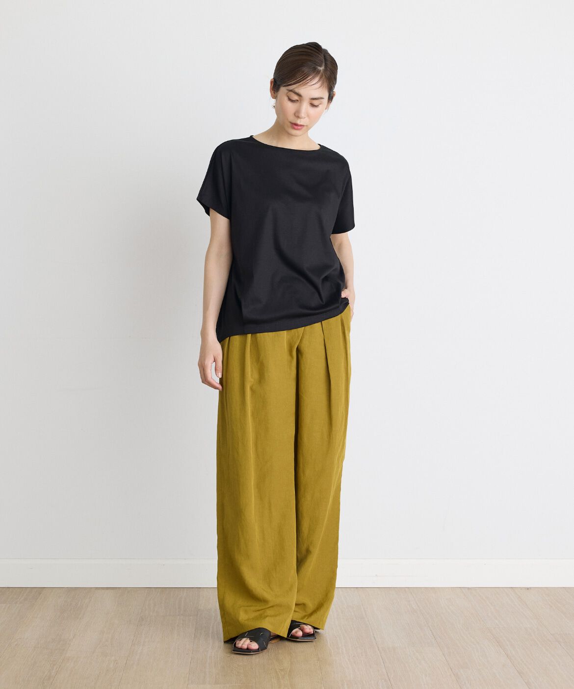 INED「コットンリヨセルタックTシャツ」|Tシャツ・カットソー|