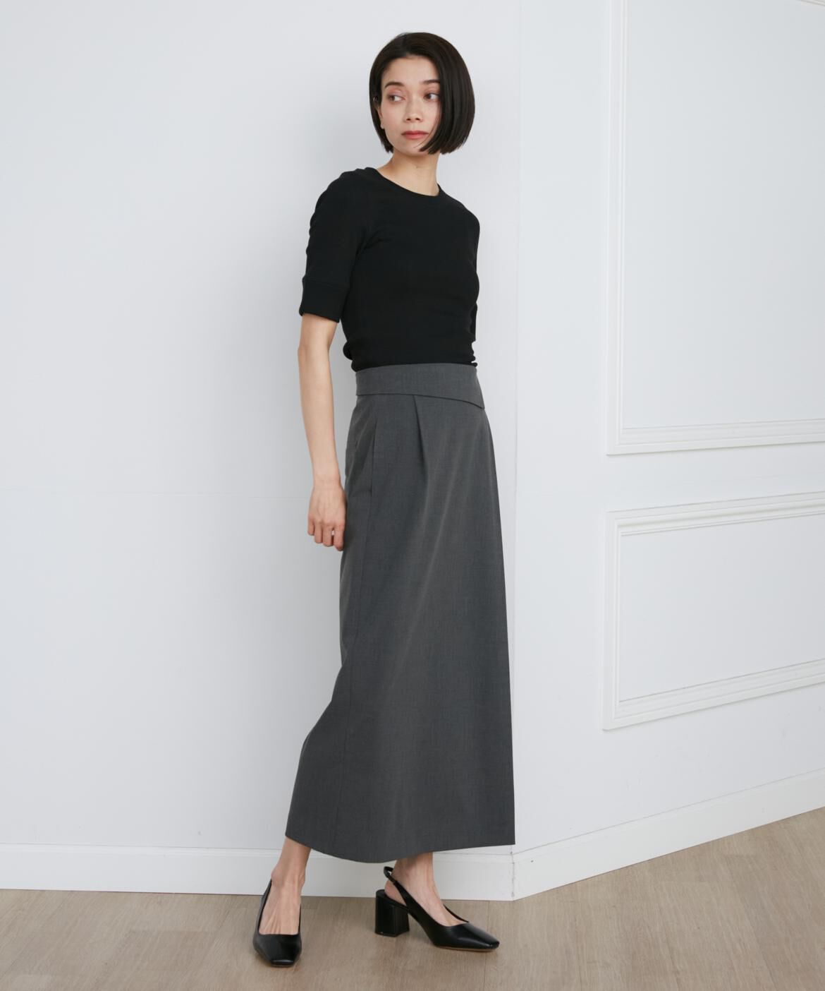 INED「《大きいサイズ》GIZAコットンストレッチリブカットソー」|Tシャツ・カットソー|