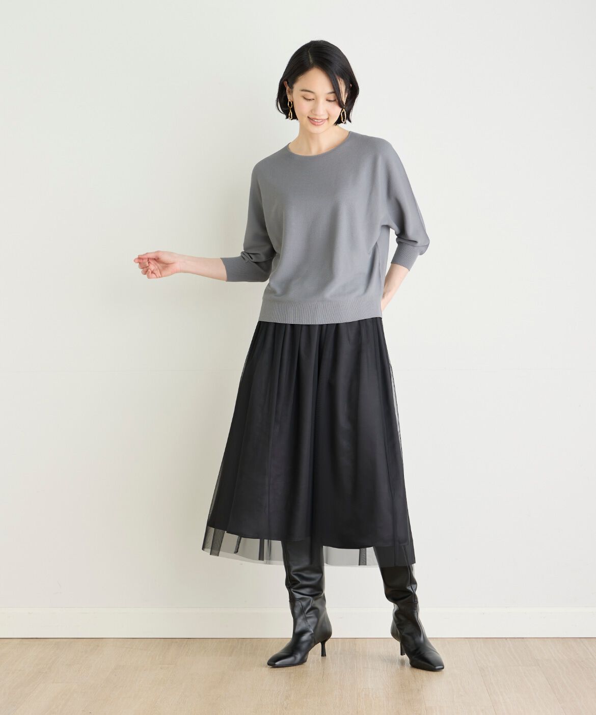 7-IDconcept.「《大きいサイズ》ボートネックニット《Cuoo PLUS》」|ニット・セーター|