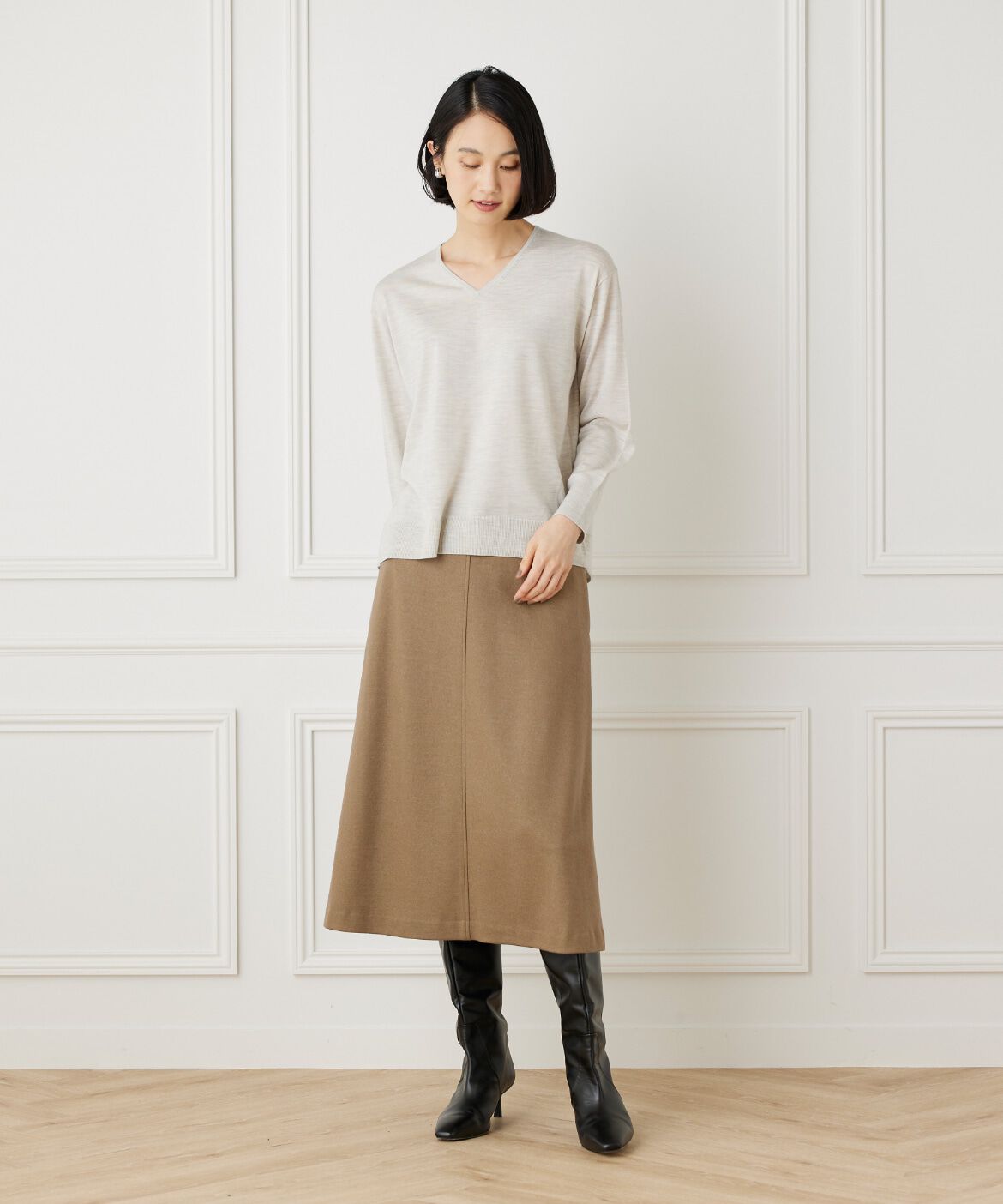 7-IDconcept.「エクストラファインウールVネックニット」|ニット・セーター|