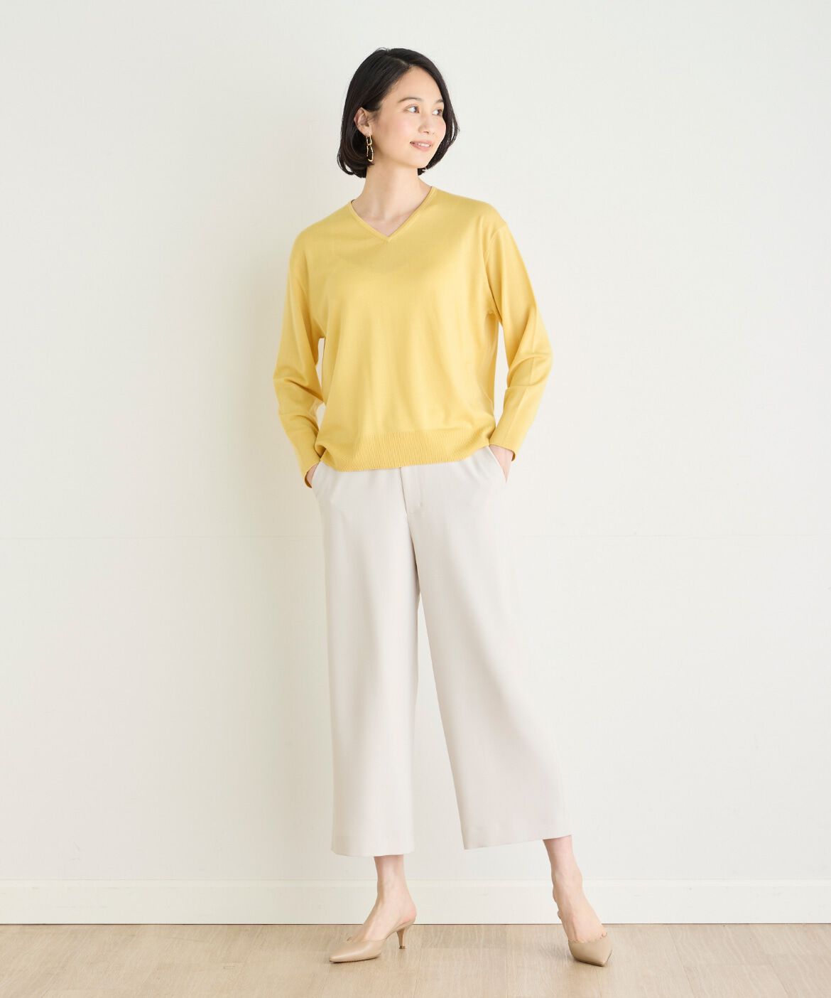 7-IDconcept.「エクストラファインウールVネックニット」|ニット・セーター|