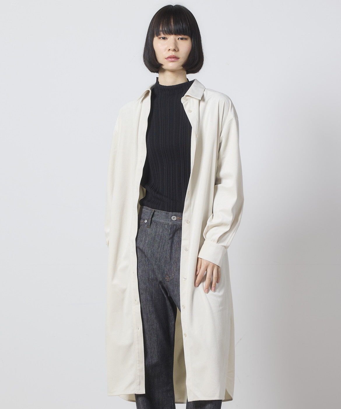 I.T.'S international「ミルキーコールシャツワンピース」|ワンピース|アイボリー2