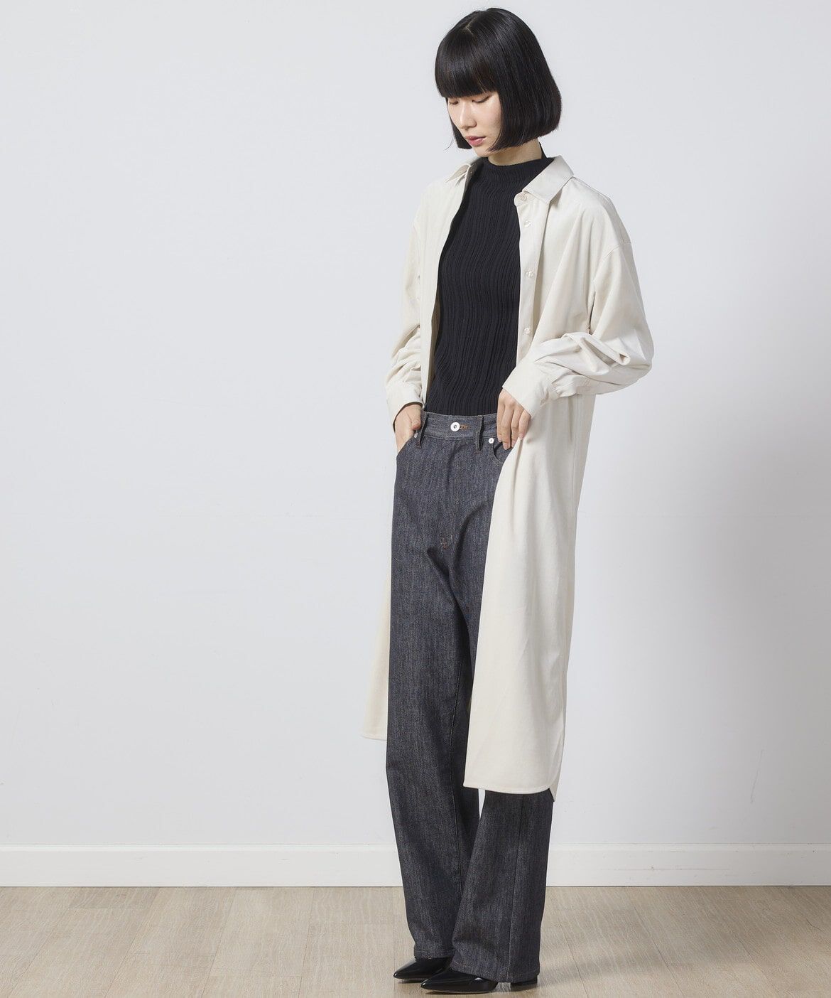 I.T.'S international「ミルキーコールシャツワンピース」|ワンピース|