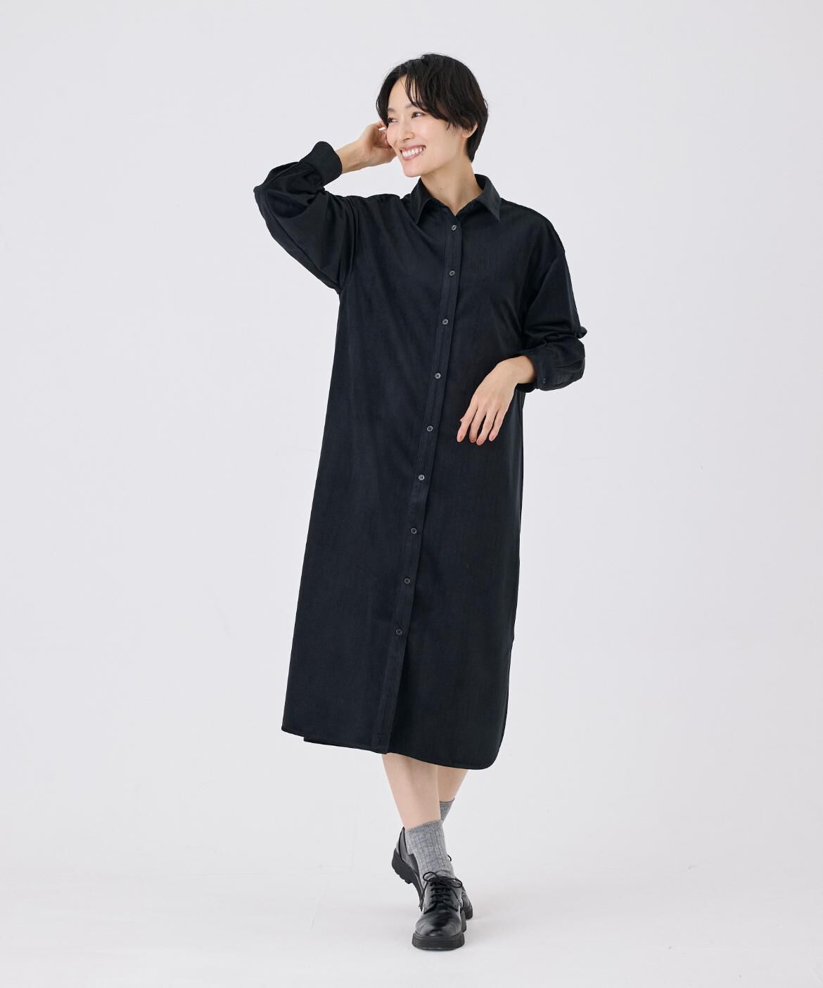 I.T.'S international「ミルキーコールシャツワンピース」|ワンピース|