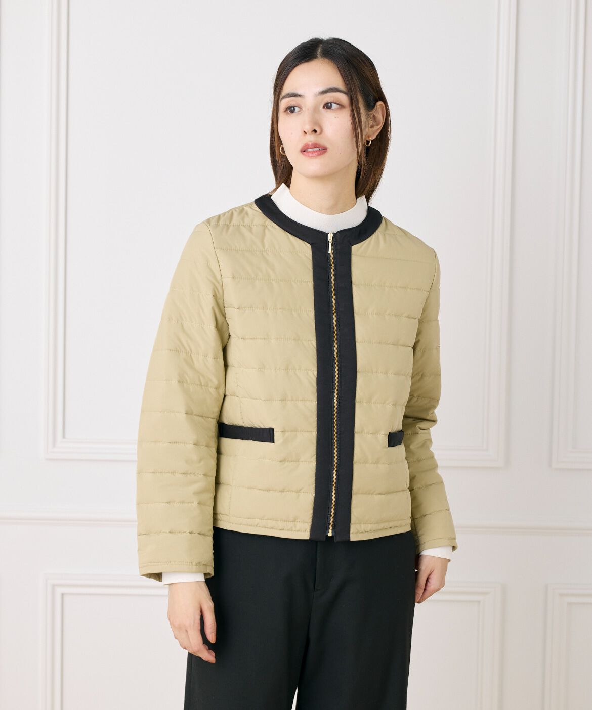 7-IDconcept.「《大きいサイズ》ノーカラー中綿ジャケット《LIMONTA EAST》」|ノーカラージャケット|