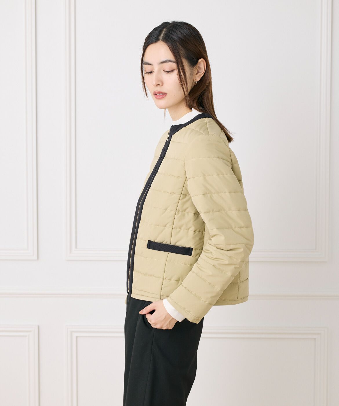 7-IDconcept.「《大きいサイズ》ノーカラー中綿ジャケット《LIMONTA EAST》」|ノーカラージャケット|