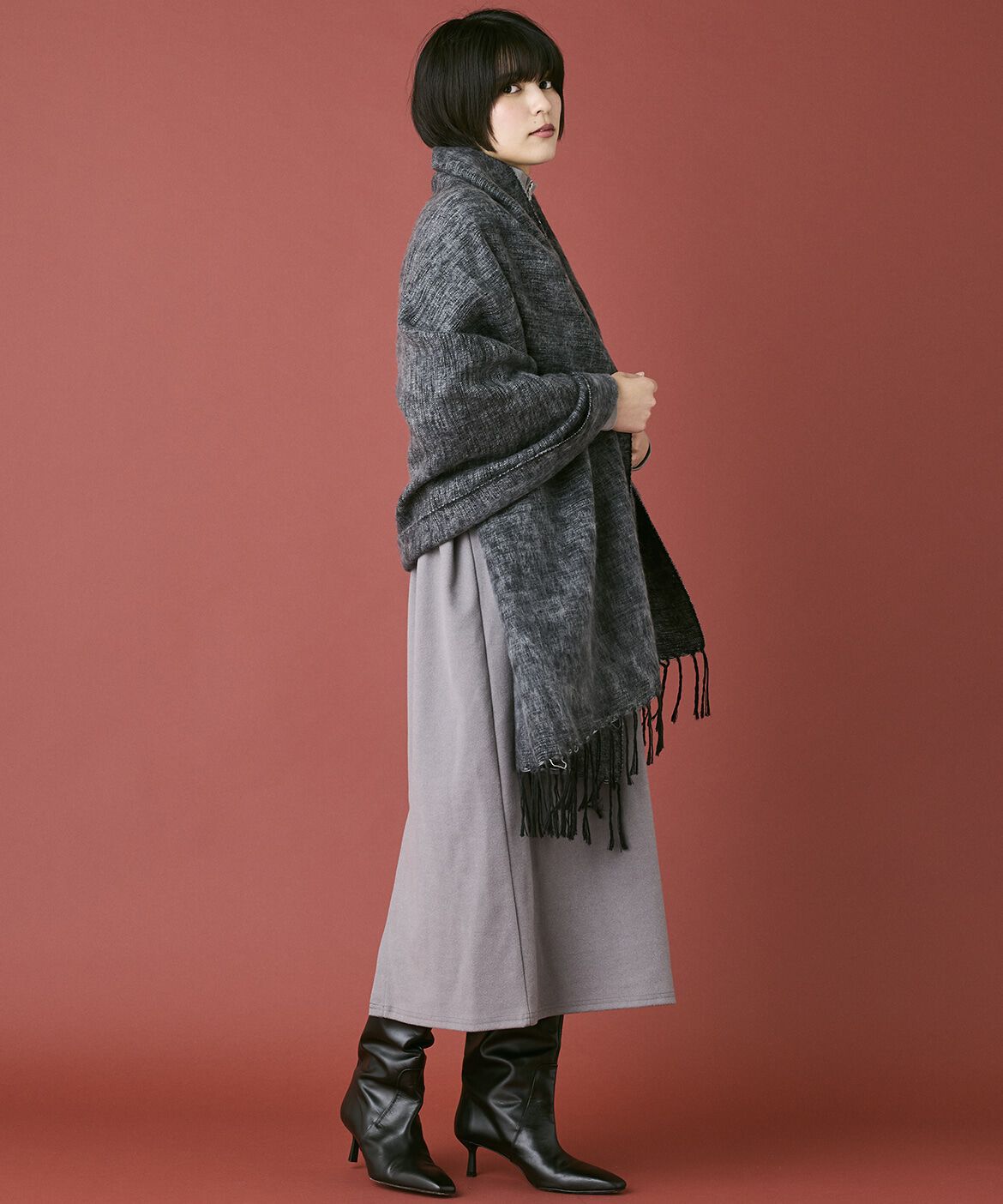 INED「《INED CLARO》ハーフジップニットワンピース」|ワンピース|