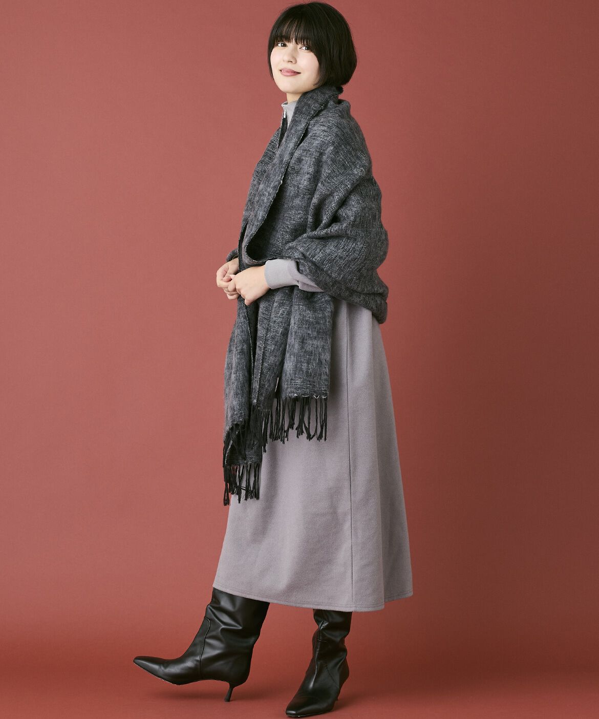 INED「《INED CLARO》ハーフジップニットワンピース」|ワンピース|