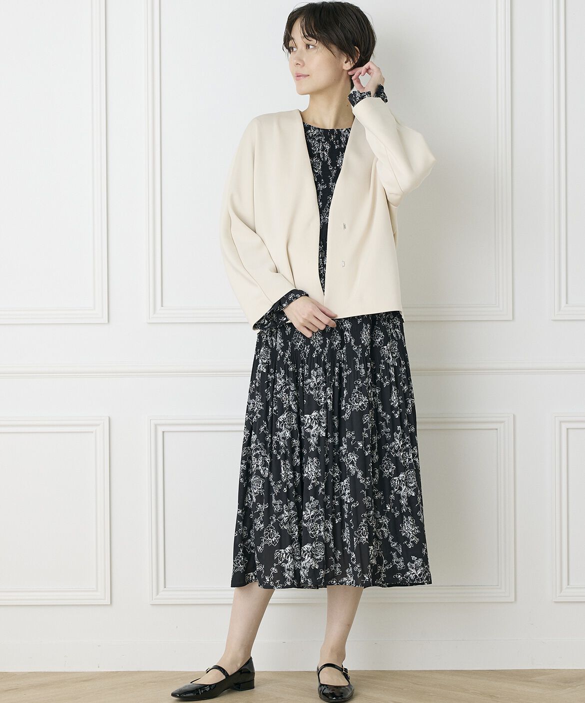 INED「《INED CLARO》ダンボールカラーレスジャケット」|ノーカラージャケット|