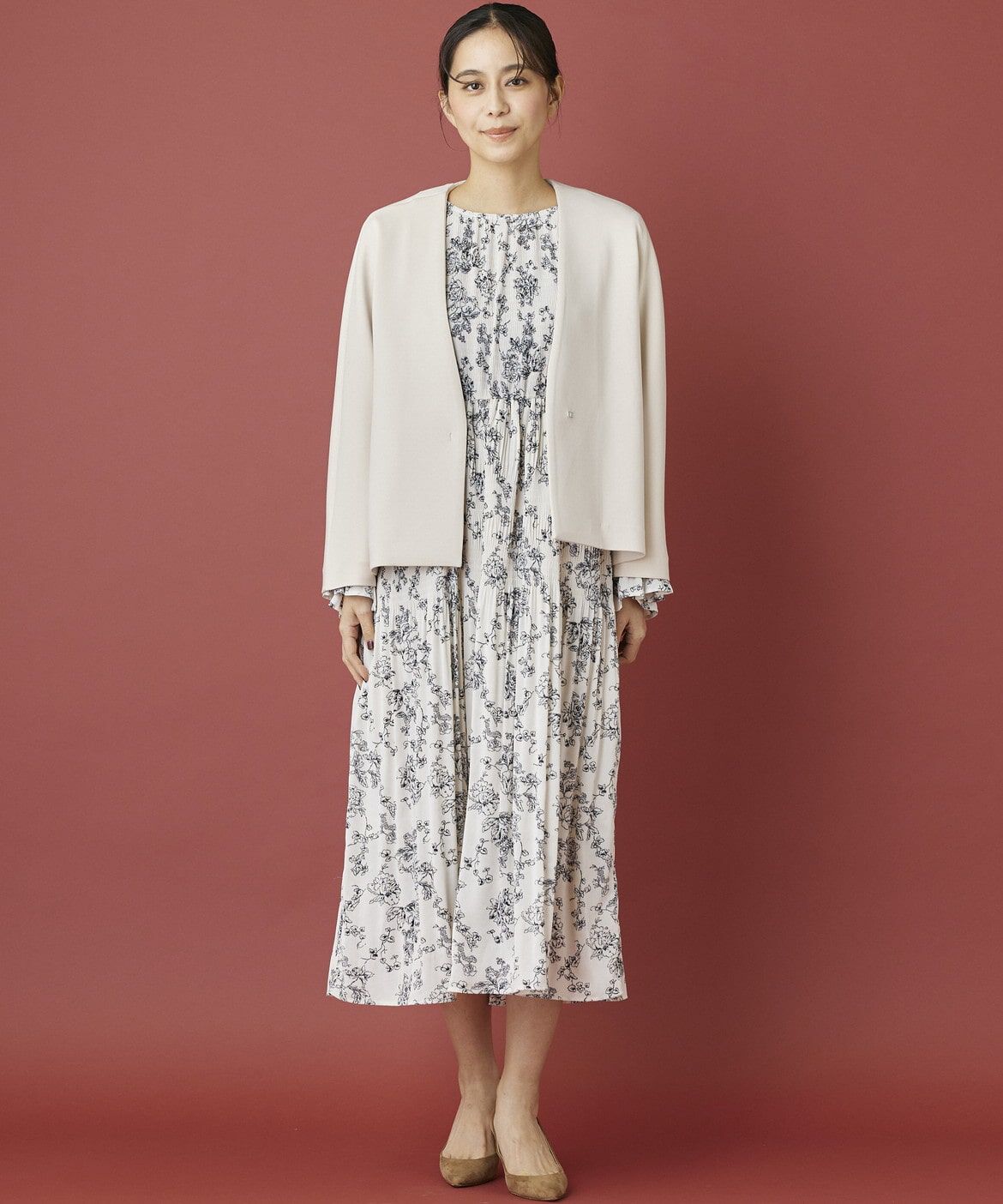 INED「《INED CLARO》ダンボールカラーレスジャケット」|ノーカラージャケット|