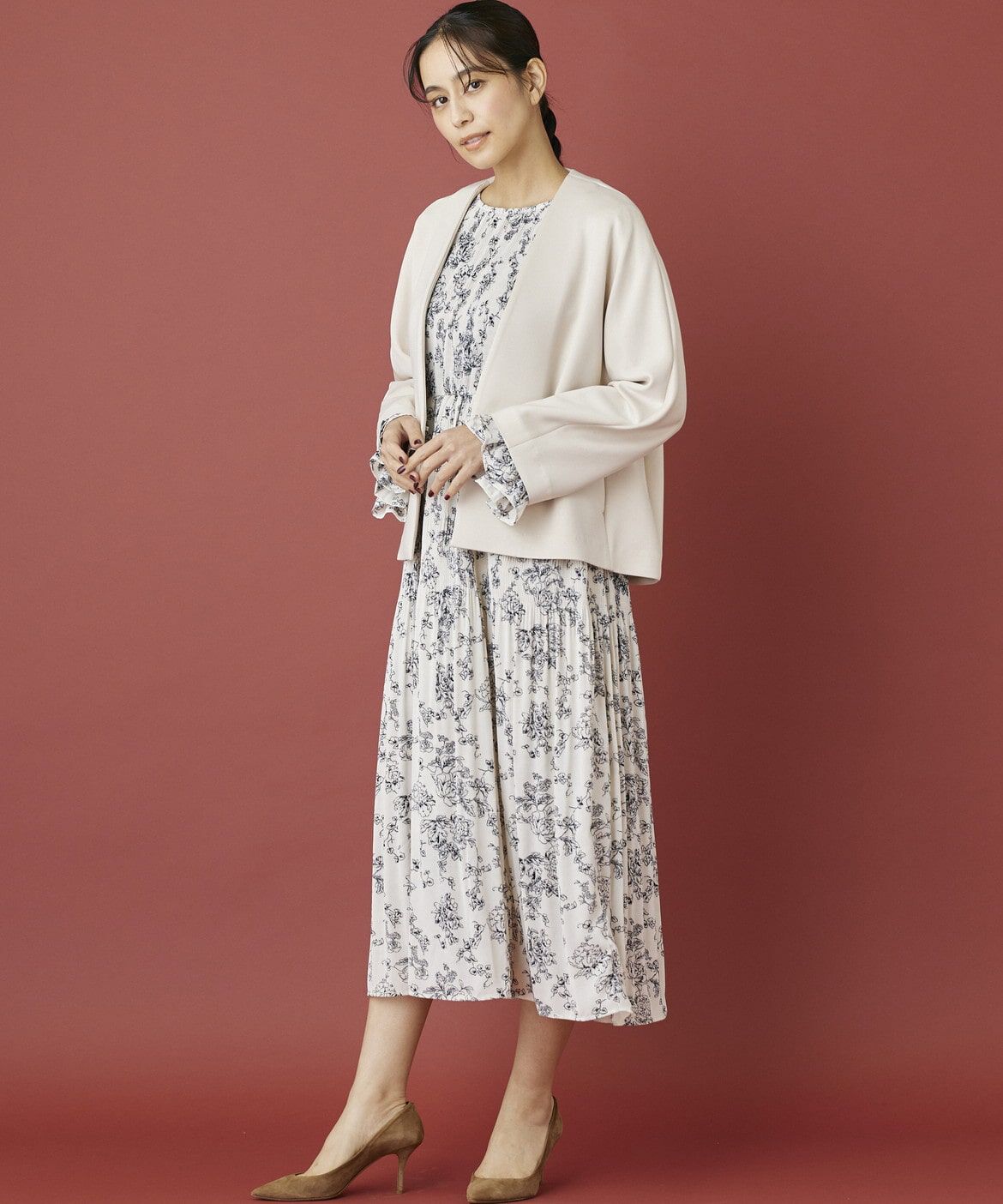 INED「《INED CLARO》ダンボールカラーレスジャケット」|ノーカラージャケット|