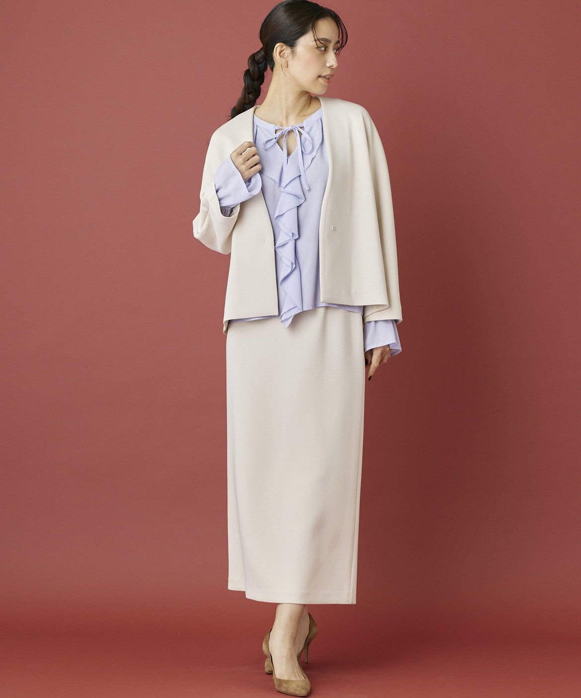 INED「《INED CLARO》ダンボールカラーレスジャケット」|ノーカラージャケット|