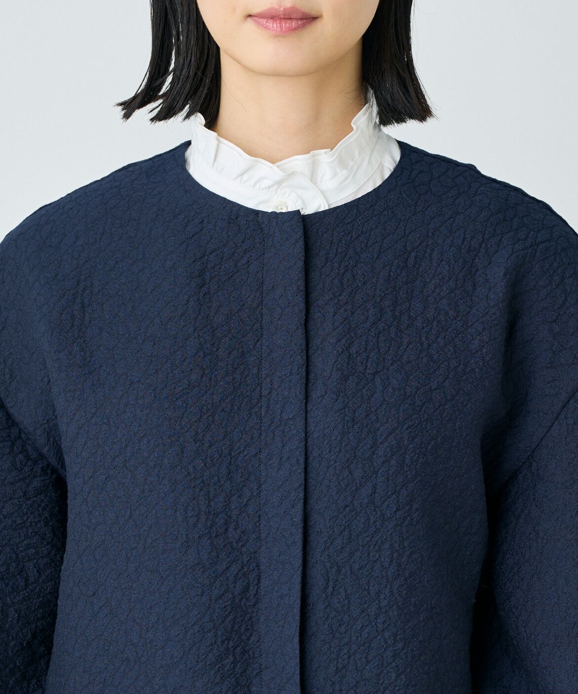 7-IDconcept.「バルーンスリーブJQブルゾン」|ノーカラージャケット|