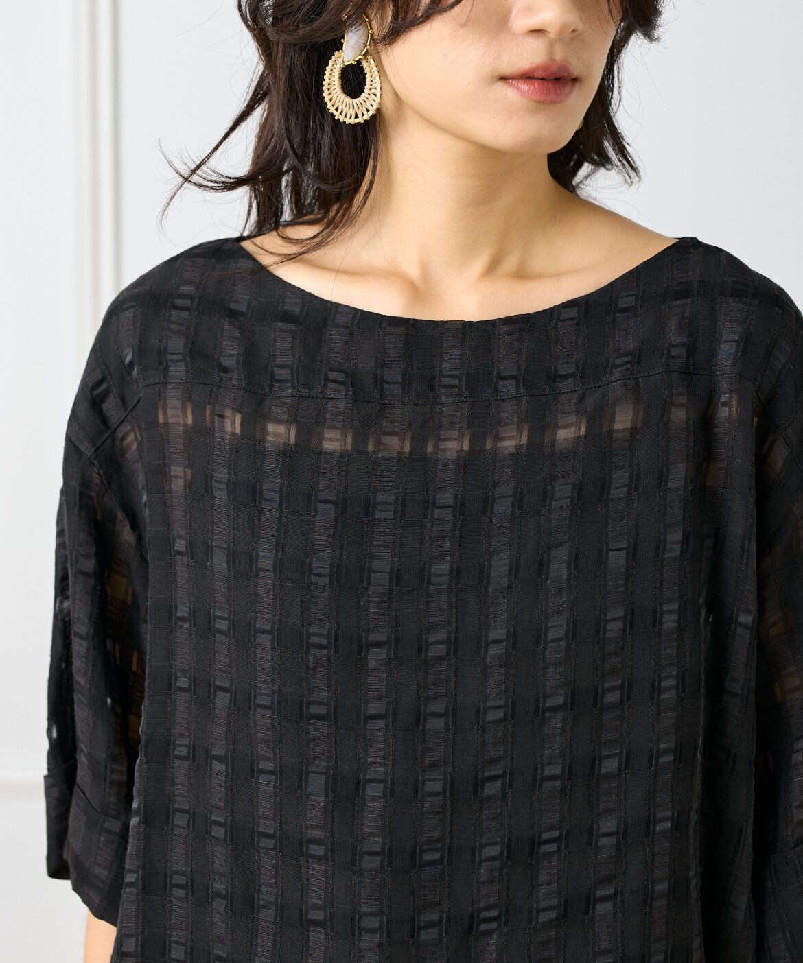INED「シアーチェックブラウス」|シャツ・ブラウス|