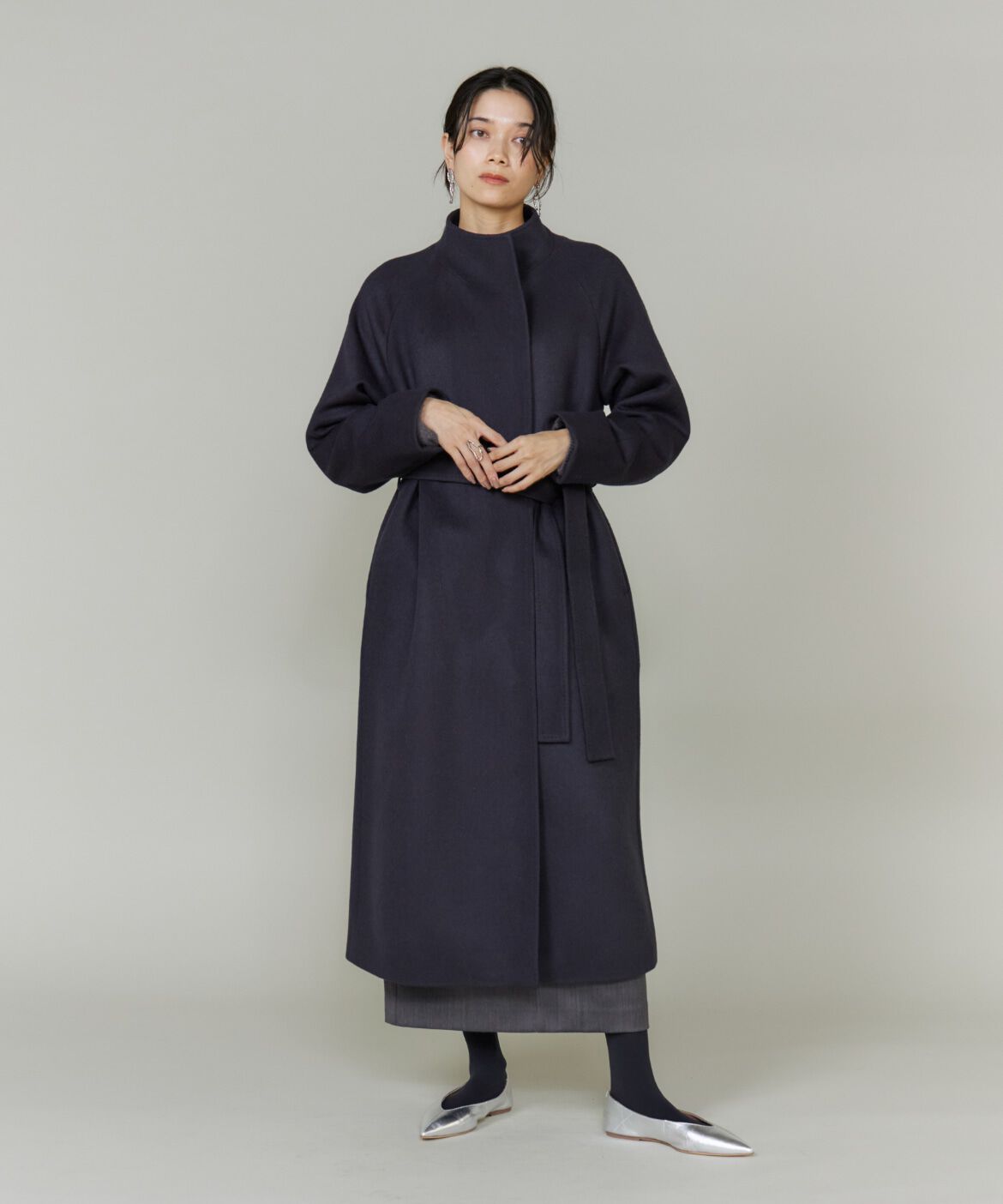 INED「《大きいサイズ》スタンドカラーラグランスリーブコート」|その他|