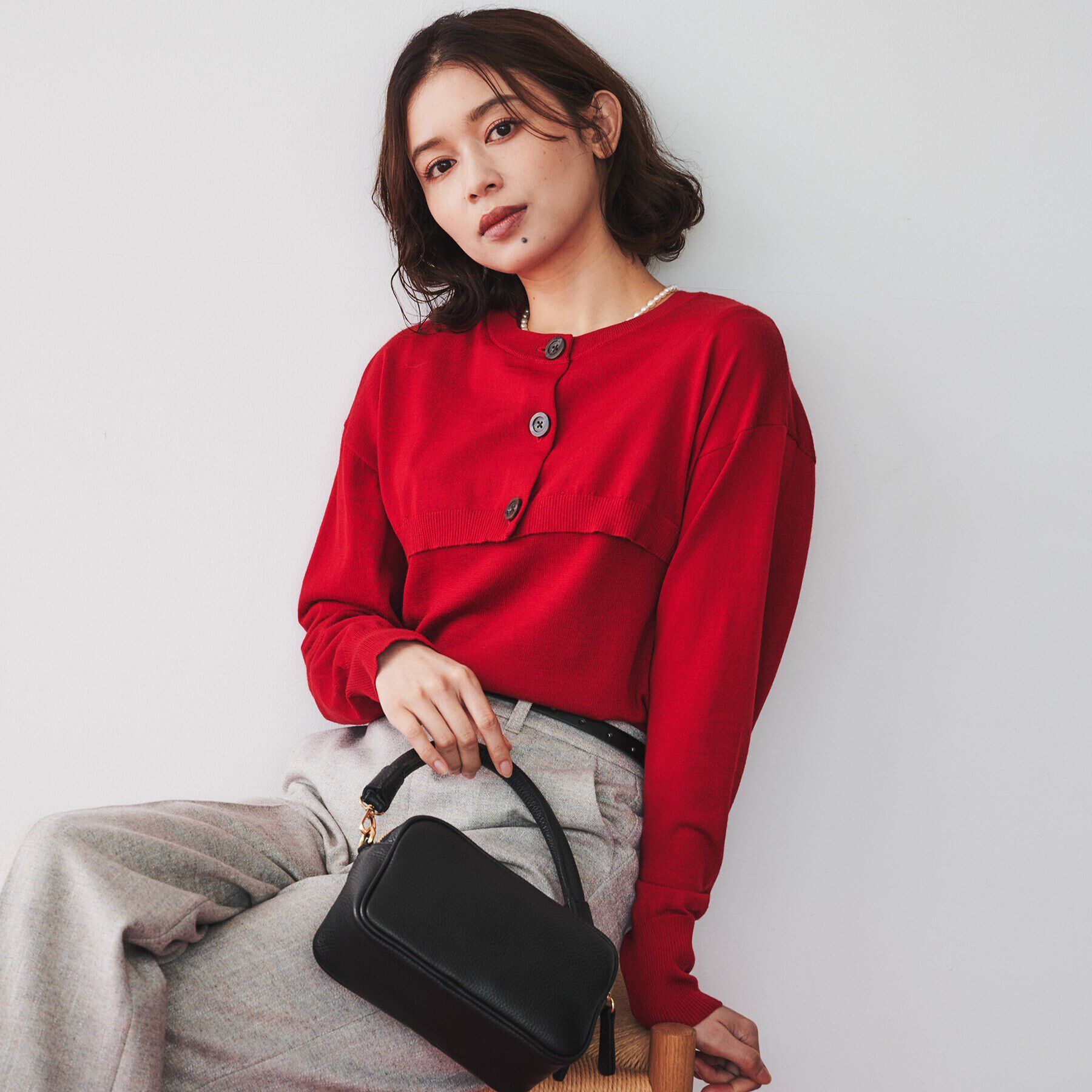 UNTITLED「【アンサンブル/毛100%】ボレロカーディガン&times;ノースリーブニットセット」|カーディガン|