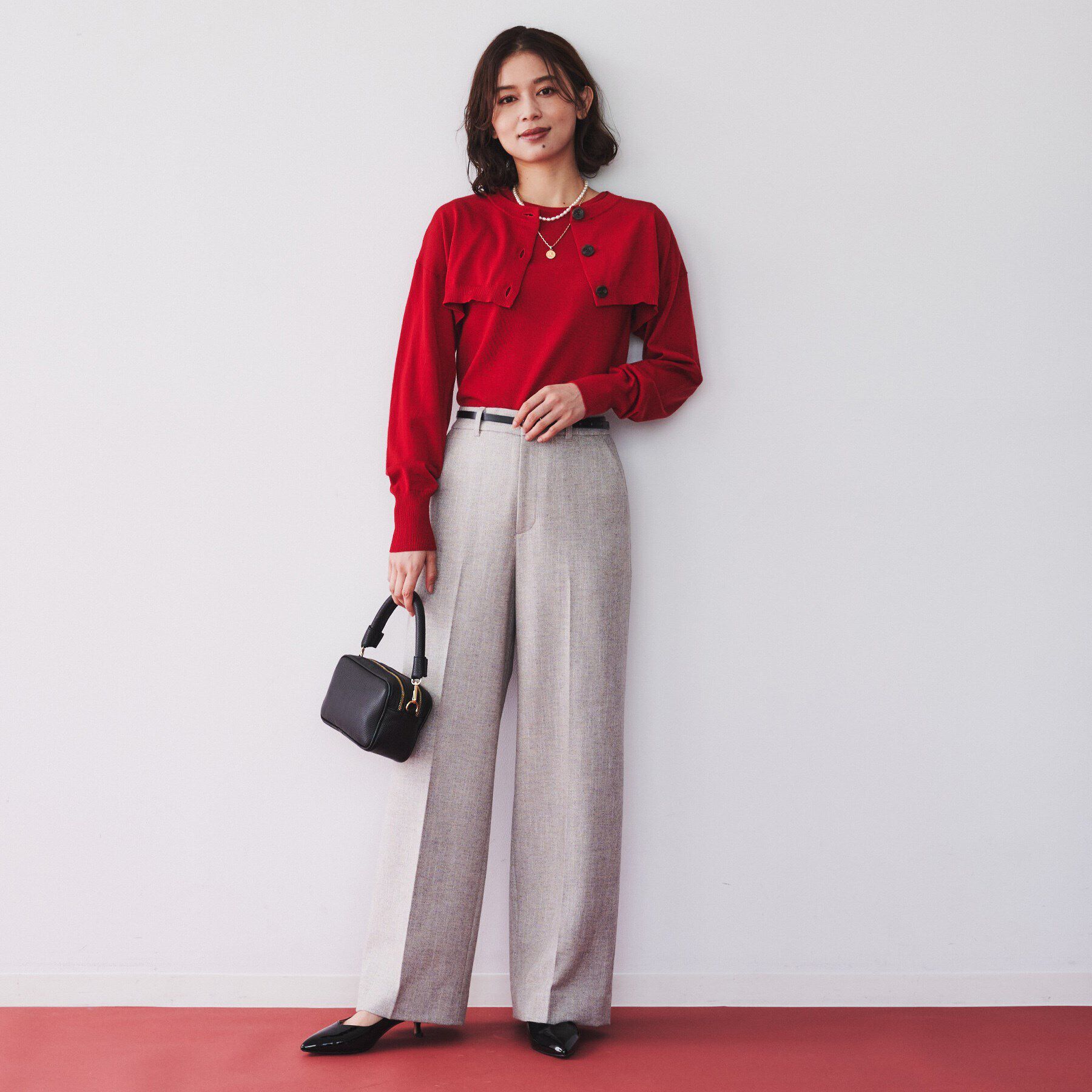 UNTITLED「【アンサンブル/毛100%】ボレロカーディガン&times;ノースリーブニットセット」|カーディガン|