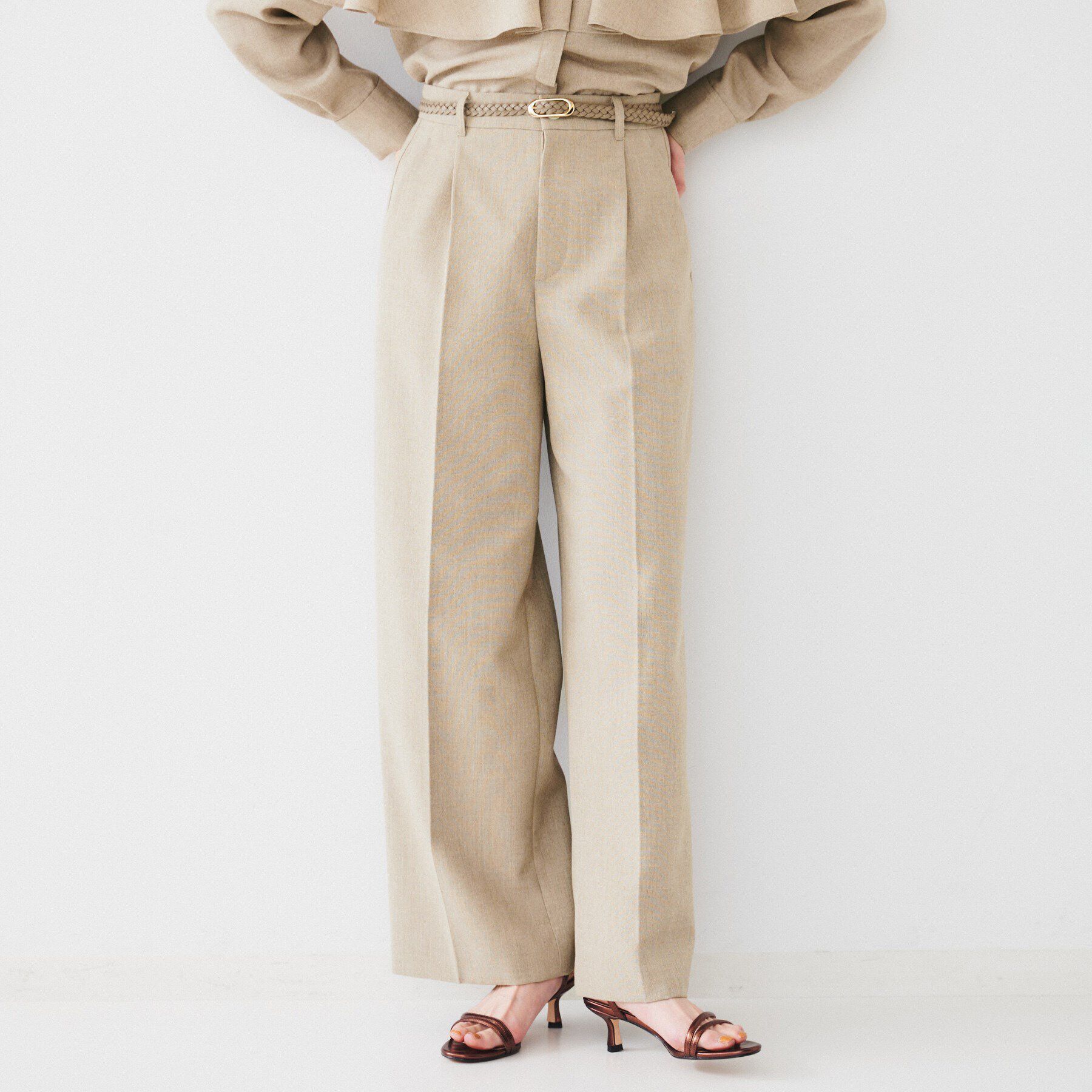 UNTITLED「【セットアップ可能】リネンライクキャンバス ワイドパンツ」|その他|