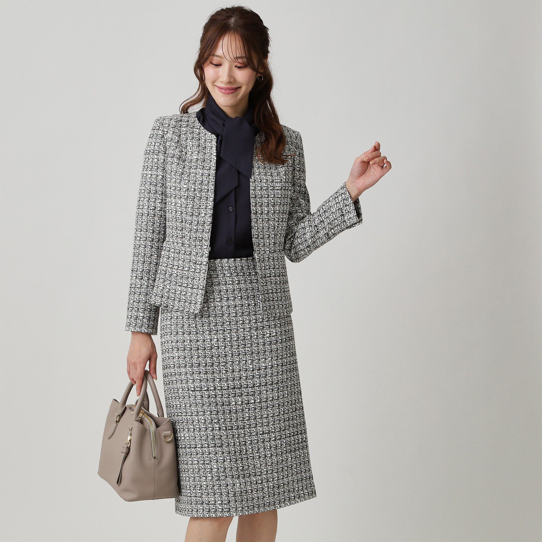 COUP DE CHANCE「【日本製／セットアップ】ファンシーツィードのセミAラインスカート」|スカート|