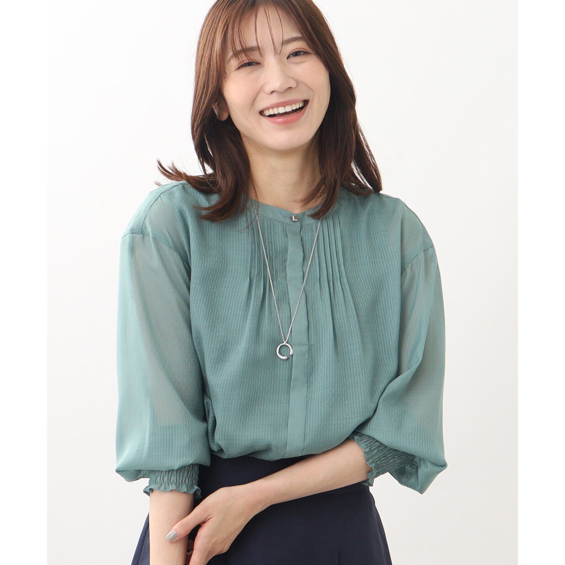 Reflect「【接触冷感／洗える】ピンタックシアーブラウス」|シャツ・ブラウス|