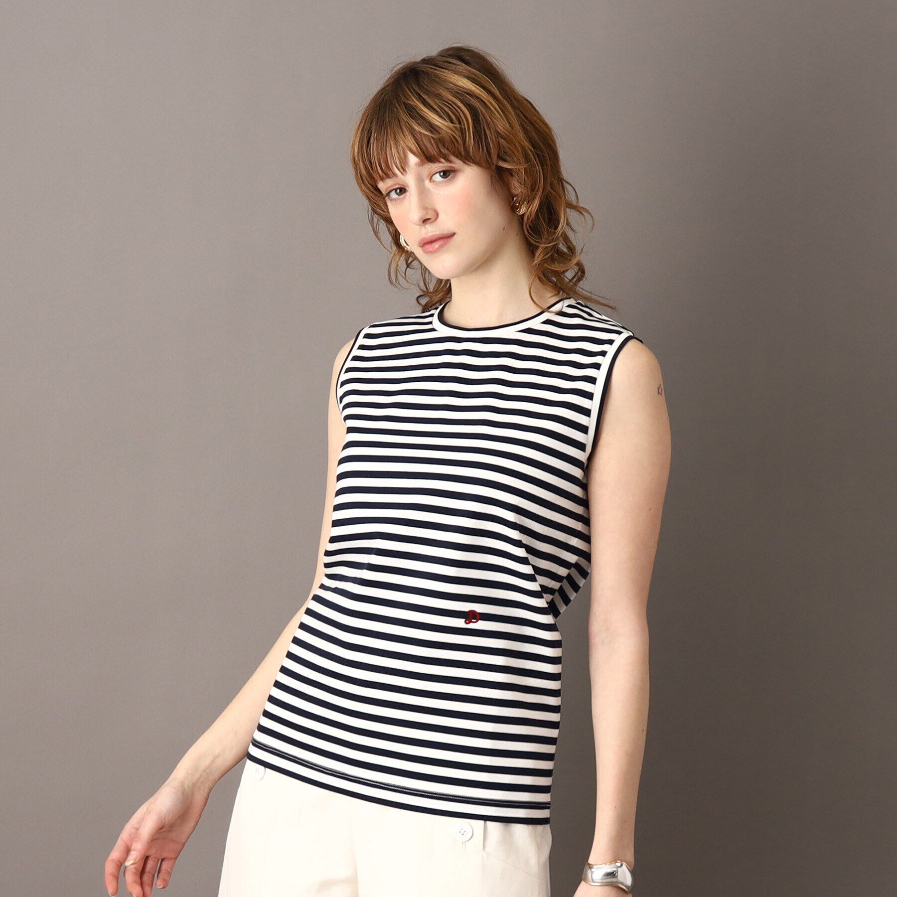 DRESSTERIOR「アイスクリアコットンノースリーブ」|Tシャツ・カットソー|ネイビー(394)